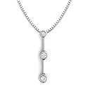 18k White Gold Three Stone Diamond Drop Pendant with Chain (0.21 cttw, H, SI)