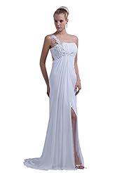 Charmeuse/Chiffon  Backless One Shoulder Evening Dress  With Ruffles