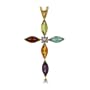 Cross Pendant 14K Gold Amethyst Topaz Citrine Peridot
