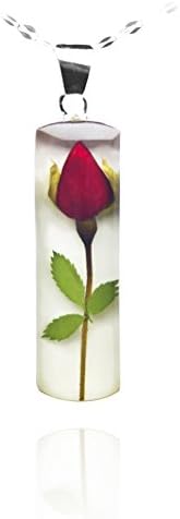 Sterling Silver Cylinder Pendant with a Natural Rose Flower