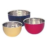 Gourmet Standard 3 Piece Multi Colored Porcelain- Coated Stainless Steel Bowl Set - MBS159