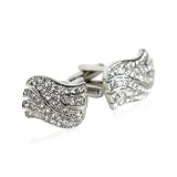 Clear Swarovski Crystal Wave Cufflinks with Platinum Overlay