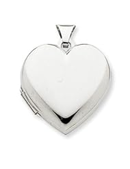 14k White Gold 21mm Heart Plain Domed Family Locket