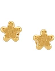 Baby GirlS Flower Design Earrings in 14kt Yellow Gold - Pressure Backs