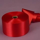 Red Embossed Poly Satin Ribbon, 2-3/4" X 100 Yards