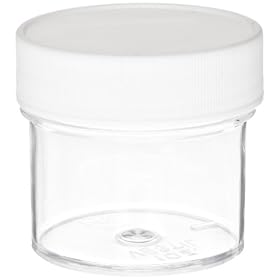 Vestil JAR-1 Wide Mouth Jar with Natural Cap, Polystyrene, 1 oz Capacity, Clear, Case of 100