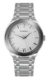 Fossil Mens Metal Dress Watch - White Silver Dial