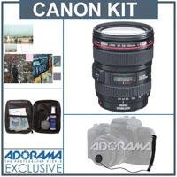 Canon EF 24-105mm f/4L IS USM AF Wide Angle Telephoto Zoom Lens kit,Canon U.S.A. Warranty with Tiffen 77mm Wide Angle Filter Kit, Lens Cap Leash, Professional Lens Cleaning Kit,