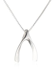 Sterling Silver Wishbone Pendant Necklace, 18"