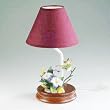 Porcelain Hummingbird Lamp with Burgundy Lamp Shade