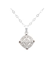 DiAura Sterling Silver Diamond-Accent Pave Square Pendant Necklace, 18"