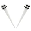 No Piercing Required - High Quality White Acrylic Fake Tapers - Imitation 2G with "O" Rings- Very Strong Magnets - Sold as a Pair