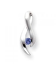 14k White Gold Diamond 3mm Tanzanite Pendant