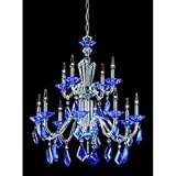 Black Chrome Blue Diamond Chandelier 12Lt - 328-12-BLU