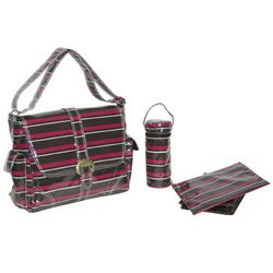31gMr3G12RL. SL500  Laminated Buckle Bag   Canal Street Stripes Burgundy