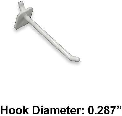 Count of 50 White Locking Lexan Plastic Pegboard Hooks 4 Inch 0.287 Diameter