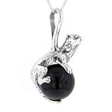 Sterling Silver Ferret or Mink on Black Onyx Slide Pendant