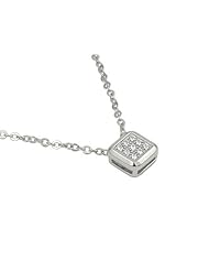Pave CZ Square Necklace 16+1 Inches Adjustable