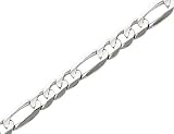 Concave 7.4mm Figaro Chain Bracelet 8 Inches in 14K White Gold