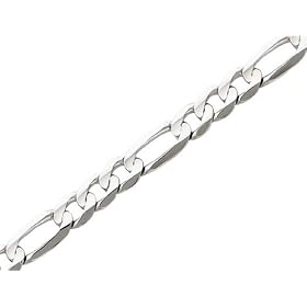 Ladies7.4mmConcaveFigaroChainBracelet7Inchesin14KWhiteGold