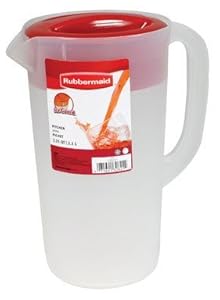 RUBBERMAID Covered Pitcher 2.25 qt - White with Red Cover