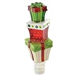 Stack of Christmas Presents Top a Wine Bottle Stopper - 20-138