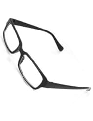 Health and Beauty: Black Rectangle Plastic Full Rim Clear Lens Glasses Spectacles - uxcell