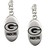 CleverEve's Stainless Steel Pair 27.60mm X 10.00mm Green Bay Packers Logo Dangle Earrings