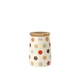 T&G Spot On Tea Jar in Cream Ceramic with Natural Earth Coloured Spot Design and Acacia Wood Lid  from T&G Woodware Ltd