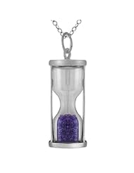 Sterling Silver Hourglass Pendant With 0.75 Ct Natural Gemstone Dust 18" Chain