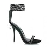 459 Mercedes 4.5 Inch Sandal With Rhinestone Ankle Strap, by Ellie Shoes