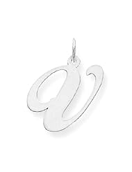 14k White Gold Small Fancy Script Initial V Letter Charm YC651V