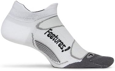 Feetures! Elite Light Cushion No Show Tab Socks L White/Black