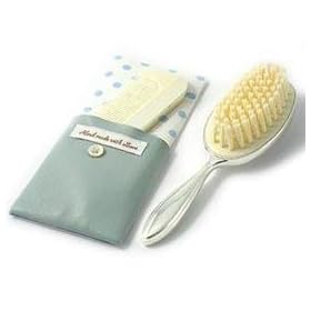 Trousseau Silver Plated Brush And Comb Set - Blue