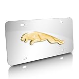 Jaguar Gold Logo on Chrome Steel Half-Size License Plate by Jaguar