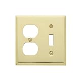 Baldwin 4762.030.CD Classic Square Beveled Edge Duplex with Single Toggle Combo Switch Plate, Polished Brass - Lacquered