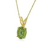 Gold Overlay Sterling Silver 8x6mm Oval Peridot Pendant w/ Light Rope Chain, 18"