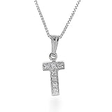 14K WG Diamond Accented T Initial Charm & Chain 18