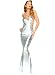 Metallic Halter Mermaid Gown, One Size (0-6), Silver