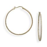CleverSilvers 14 Karat Gold Plated Cz Hoop Earrings