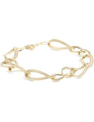 14k Italian Yellow Gold Polished and Textured Double Oval Link Bracelet, 7.5"