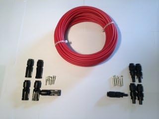 MC4 connectors and 50' Bulk #10 copper 19 strand Red Solar PV Cable