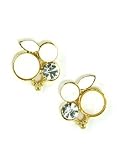 White Moonstone and Clear Crystal Accent Flower Bouquet Stud Earrings