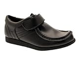 BOYS GIRLS ROCKSTORM CHILDRENS KIDS MENS BLACK SCHOOL SHOES COATED LEATHER VELCRO SIZE 13-6