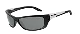 Arnette Swing Plate Italian Sunglasses AN4160, 41/87 Glossy Black w/ White Temple Insert and Grey Lens