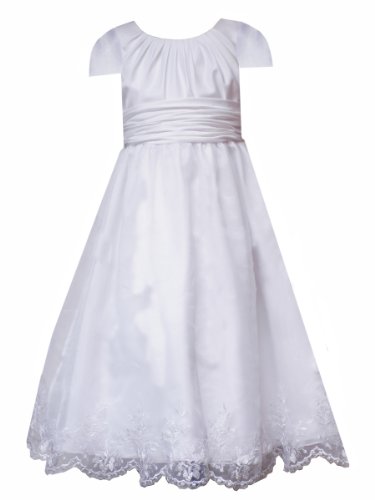 Rare Editions Girls 7-16 Communion Dress, White, 12 