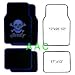 A set of 4 universal fit plush carpet floor mats for cars / truck - Skull and Cross Bone Blue