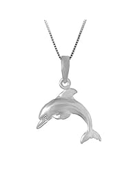 Sterling Silver Dolphin Necklace Pendant with Box Chain