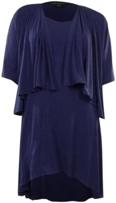 S.L. Fashions Jacket &amp; Dress Cocktail Set Navy &amp; Silver Sparkle (16)