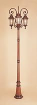 English Burl Three Light Lantern With Pole